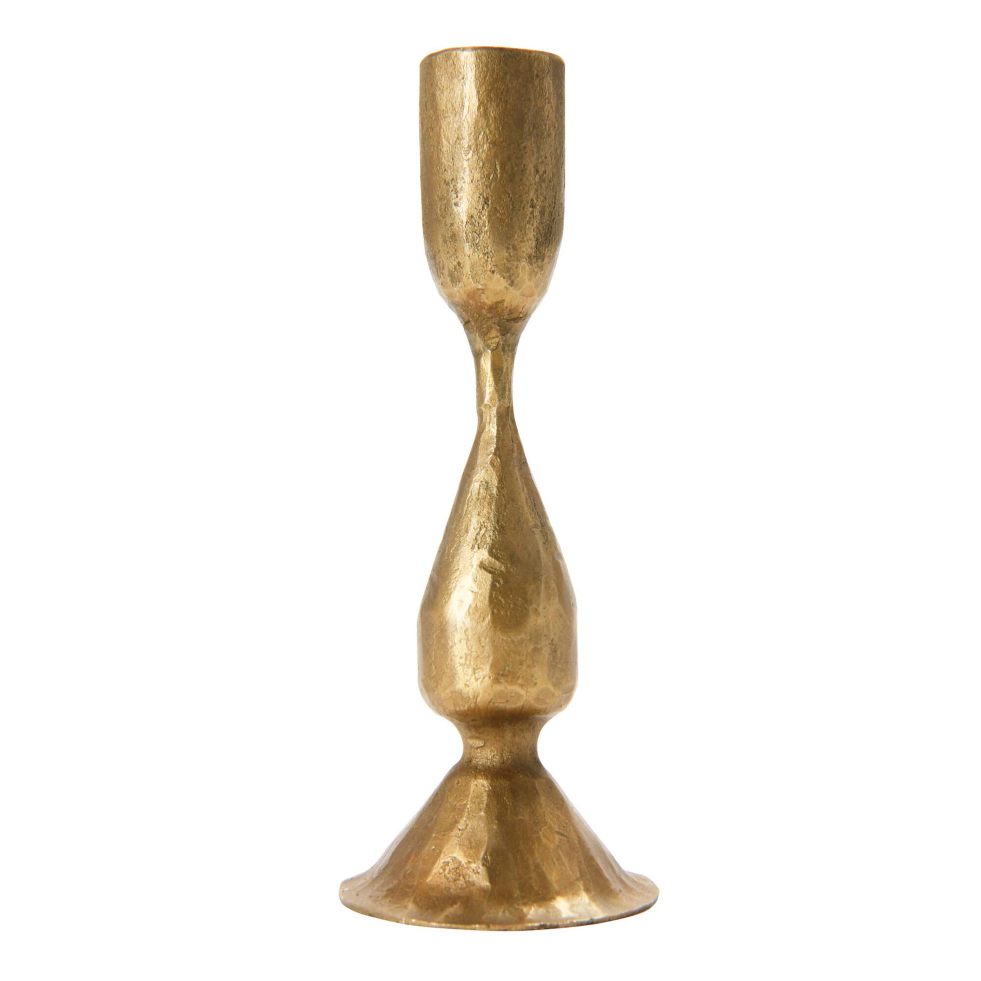 Hello Honey® 6.5" Antique Brass Hand-Forged Metal Taper Holder
